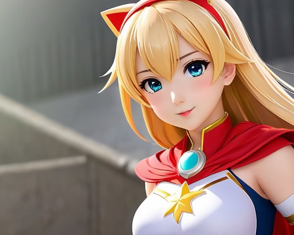 Anime Character with Blonde Hair and Red Cape