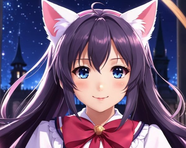 Cheerful Character in School Uniform with Magical Staff