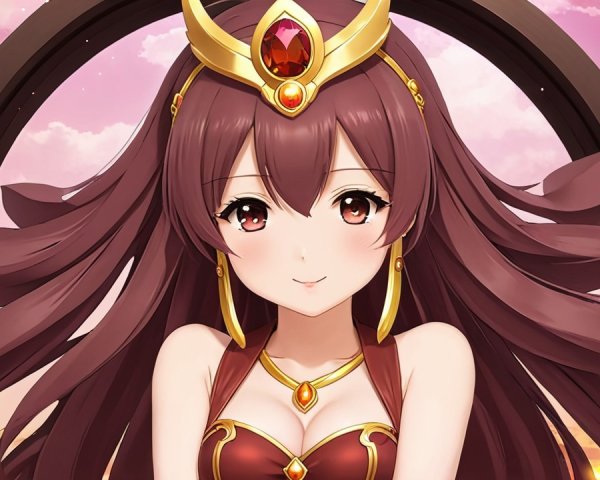 Anime Character with Brown Hair and Regal Outfit