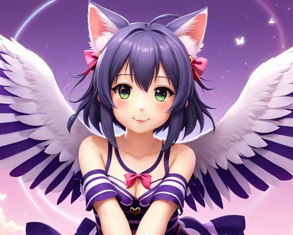 Cute anime character with purple hair and wings