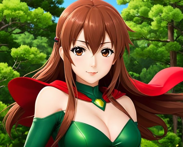 Confident Young Woman in Lush Forest Setting