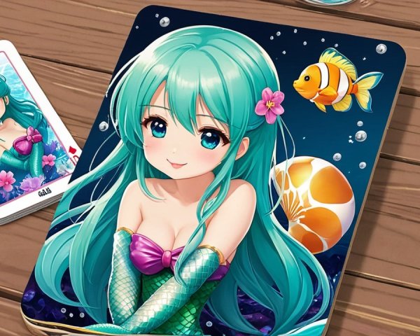 Vibrant Mermaid Illustration with Underwater Elements