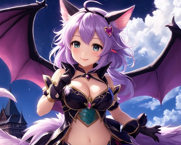 Fantasy Character with Lilac Hair and Delicate Wings
