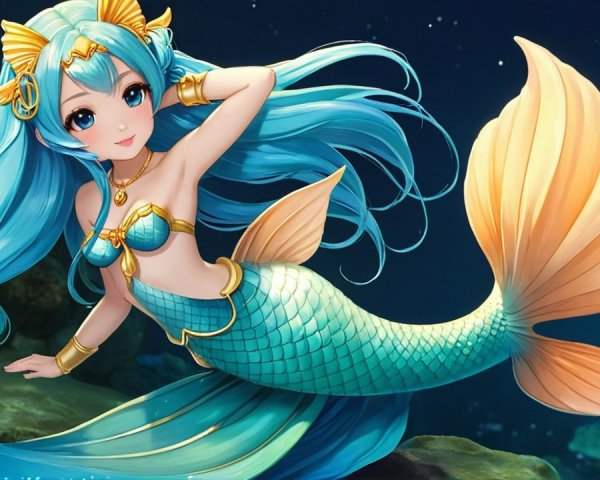 Vibrant Underwater Scene with Mermaid and Ocean Light