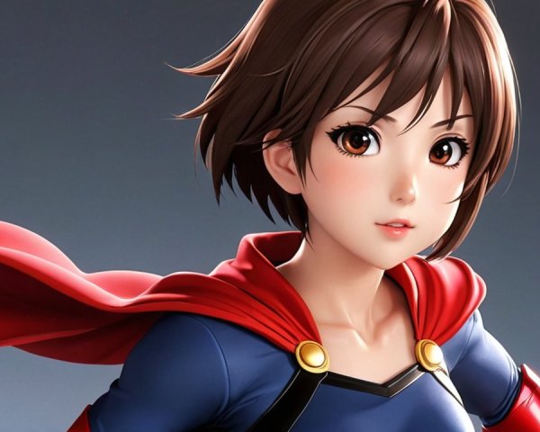 Stylized Anime Character in Blue Superhero Costume