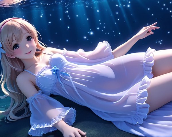 Serene Underwater Scene with Young Woman and Light