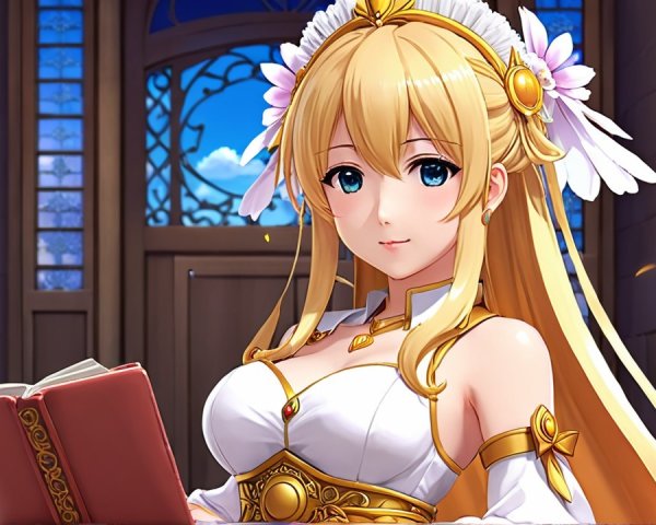 Illustration of a Young Woman in Elegant Setting