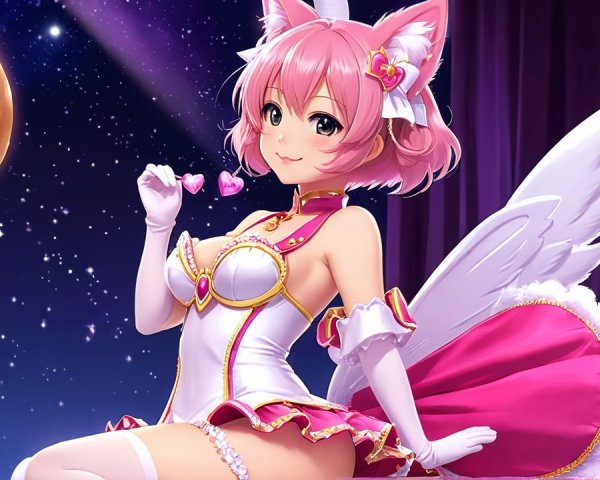 Vibrant Anime Character with Pink Hair and Wings