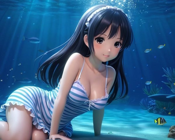 Whimsical Underwater Scene with Coral Reefs and Fish