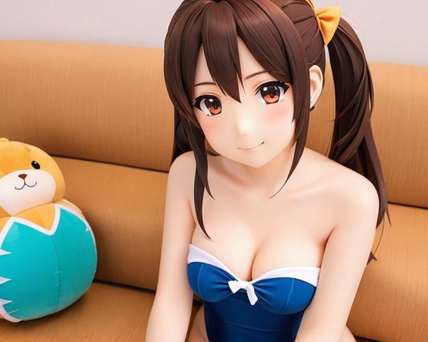 Character with Brown Pigtails in Cozy Setting