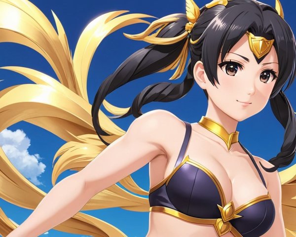 Confident Anime Character with Black Hair and Stylish Outfit