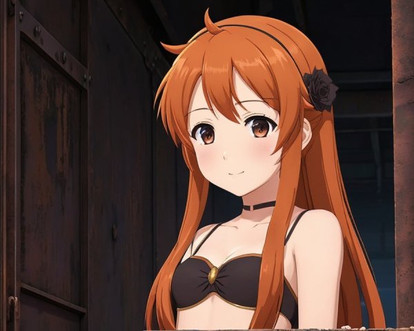 Anime Character with Orange-Brown Hair in Bikini Top