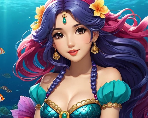 Vibrant Underwater Scene with Woman and Coral Reef