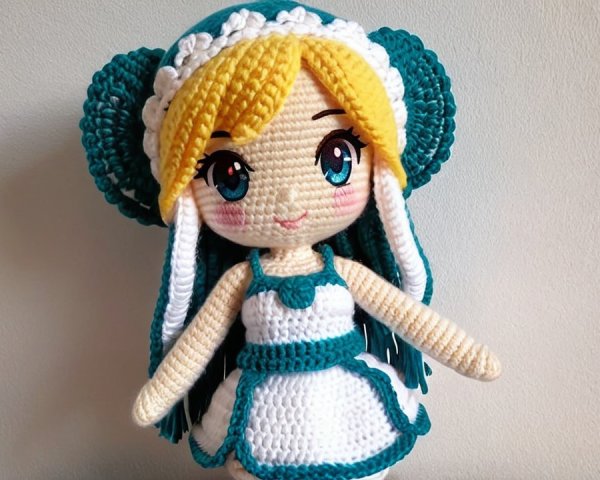 Handcrafted Crochet Doll with Vibrant Features