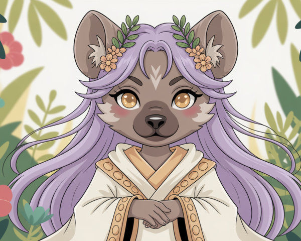 Anthro Hyena Illustration in Jungle Setting