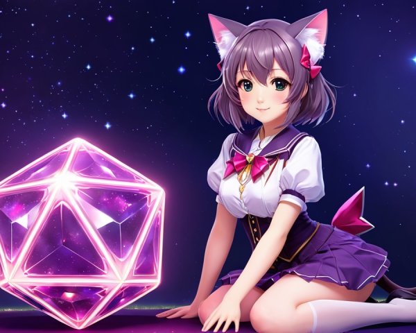 Anime Character with Cat Features by Glowing Dodecahedron