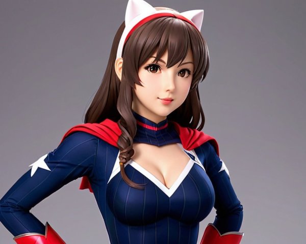 Stylized Female Superhero Character in Costume