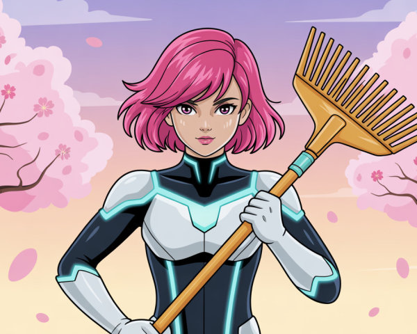 Comic Avatar of Young Female with Futuristic Suit