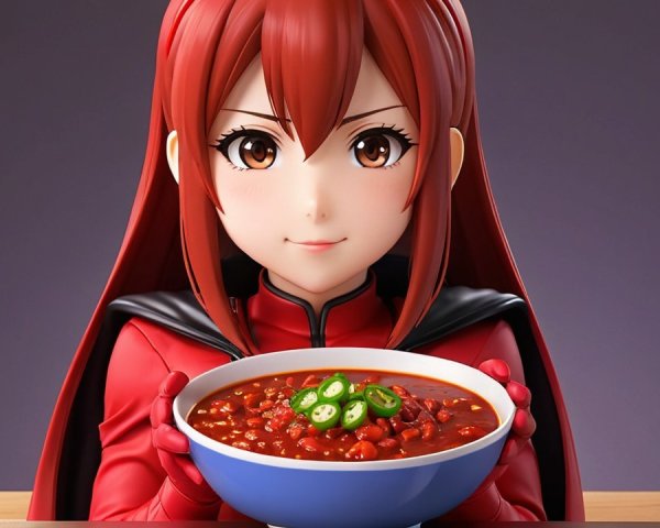 Vibrant Character with Chili in a Stylish Setting