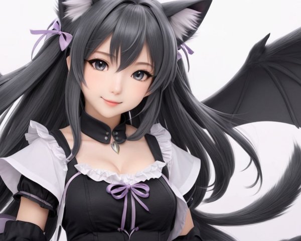 Character Description: Winged Figure in Black Dress
