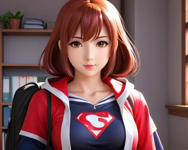 Stylish Character in Bright Room with Colorful Books