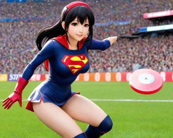 Animated Superhero Character in Action on Field