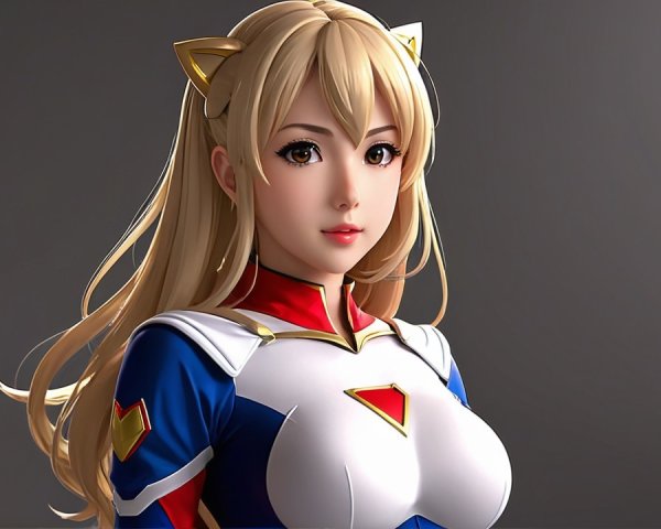 Stylized female character with cat-ear accessories
