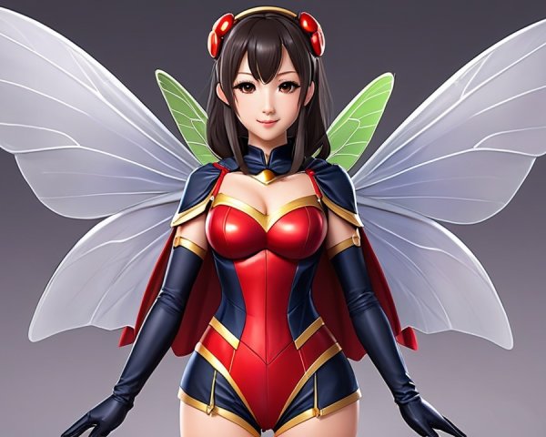 Fantasy Character with Colorful Costume and Wings