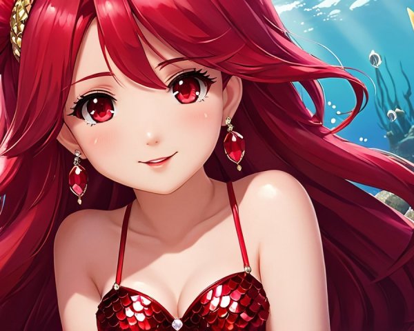 Vibrant Underwater Scene with Cheerful Young Woman