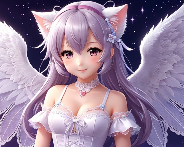 Anime Character with Pastel Hair and Wings