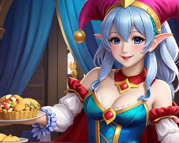 Cheerful Animated Character in Medieval Colorful Setting