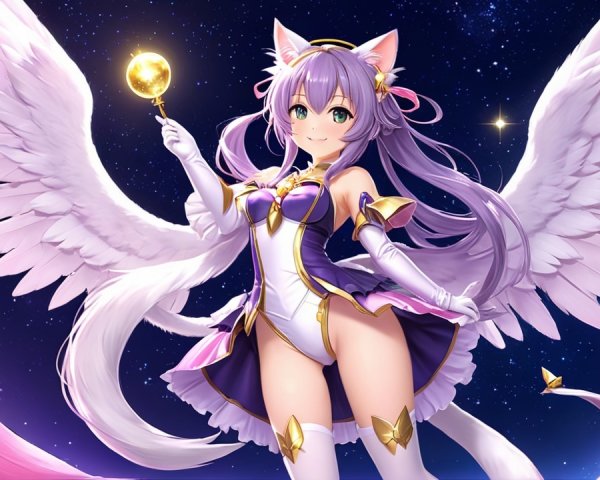 Fantastical character with wings and magical staff