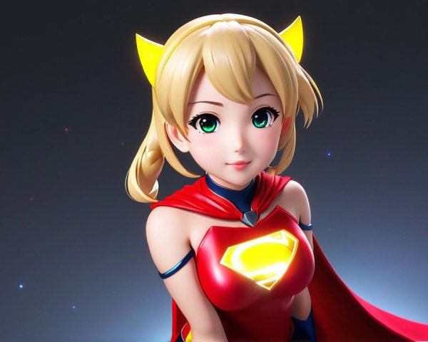 Anime-Inspired Character with Blonde Pigtails and Cape