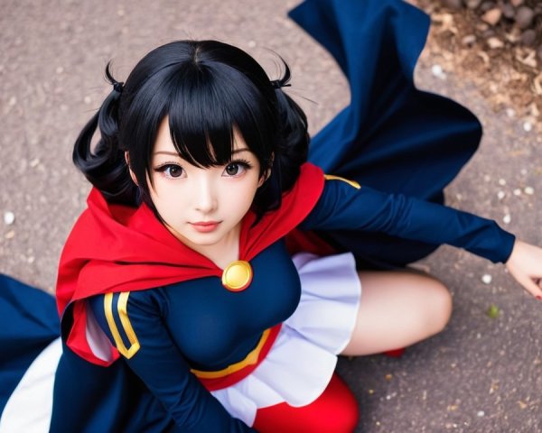 Vibrant Cosplay Outfit Featuring Superhero and Anime Elements