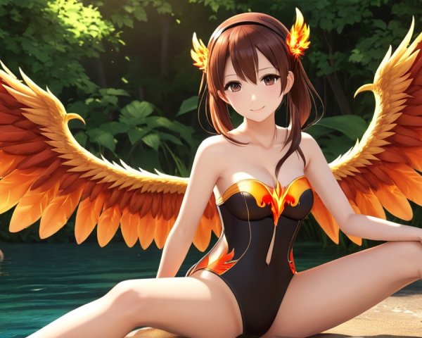 Character with Phoenix Wings by Serene Water