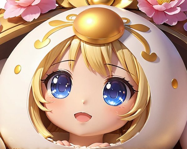 Charming Animated Character in Egg-Shaped Shell