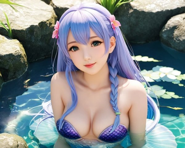 Underwater Scene with Elegant Mermaid Character