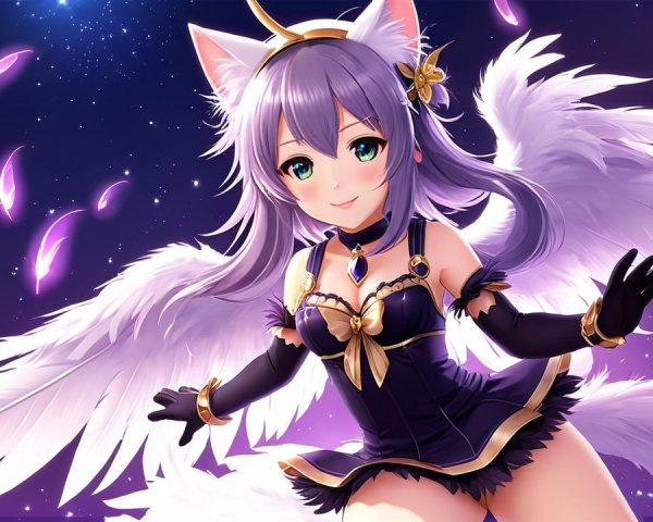 Fantastical Character with Lavender Hair and Wings
