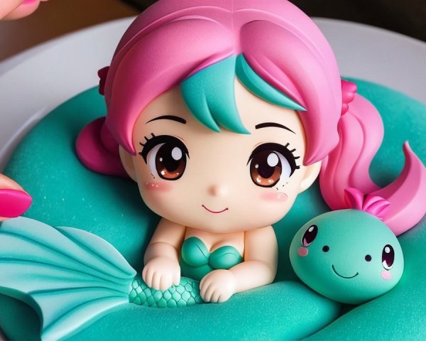 Whimsical Mermaid Dessert with Turtle Figurine