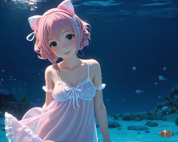 Animated Character in Serene Underwater Scene