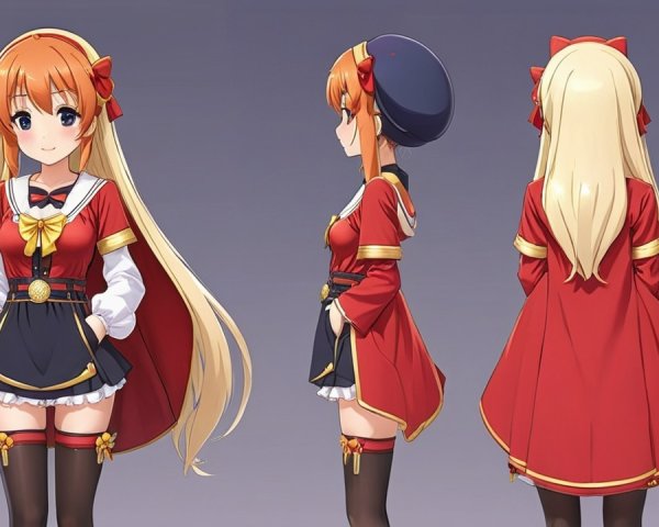 Character Design with Orange Hair and Stylish Outfit
