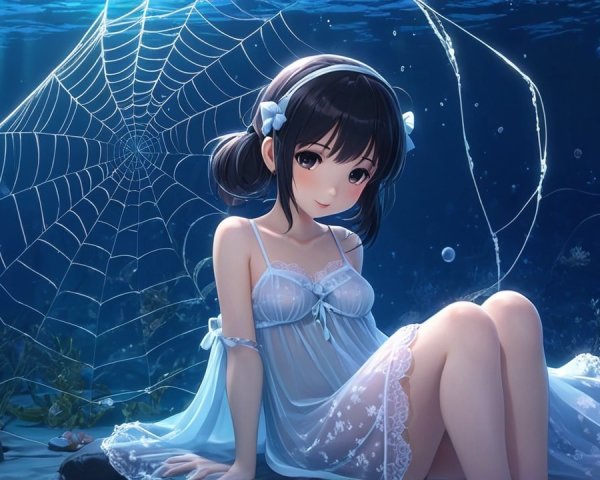 Whimsical Underwater Scene with a Young Girl