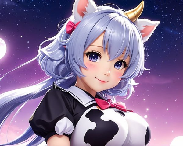 Whimsical Character with Pastel Hair and Unicorn Horn