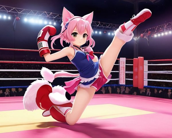 Colorful Anime Character in Boxing Ring Scene