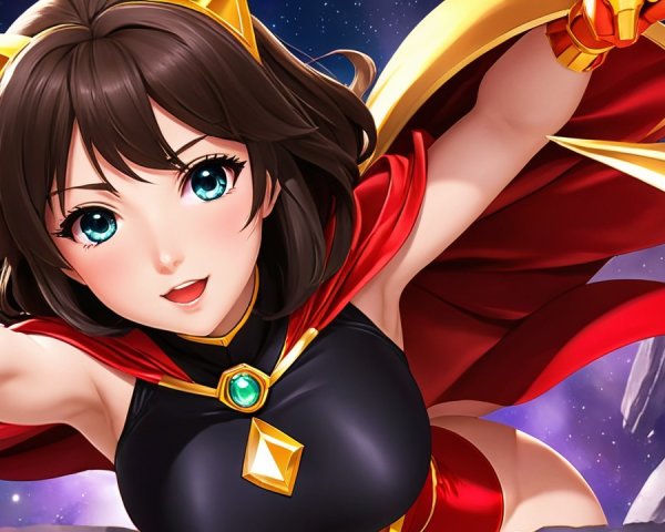 Anime-Inspired Character with Dark Hair and Costume