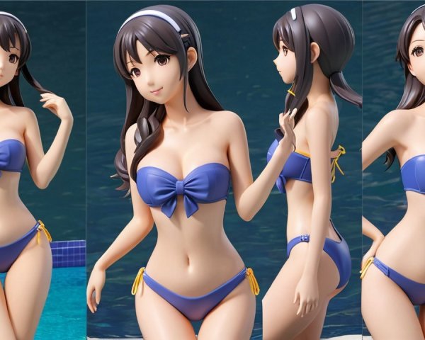 Detailed Figurine of Woman in Bikini by Poolside