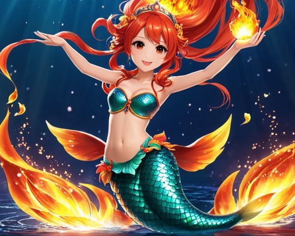 Vibrant Mermaid Dancing in an Underwater Scene