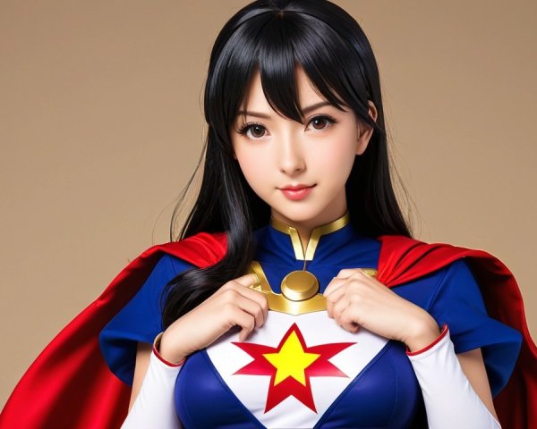 Superhero Character in Blue and Red Costume Design