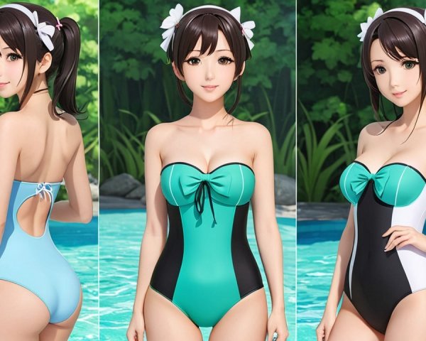 Digital Illustration of Woman in Stylish Swimsuit