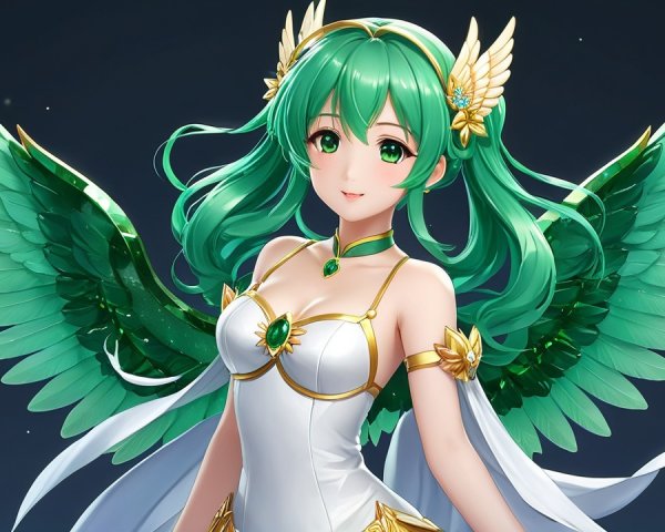 Character with Green Hair and Ethereal Wings